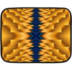 Plaid Blue Gold Wave Chevron Fleece Blanket (mini)