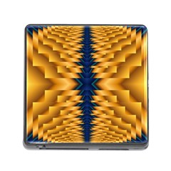 Plaid Blue Gold Wave Chevron Memory Card Reader (square) by Mariart