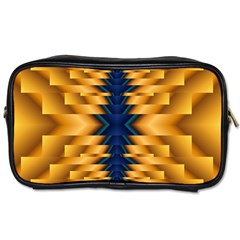 Plaid Blue Gold Wave Chevron Toiletries Bags 2-side by Mariart