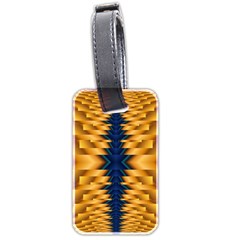 Plaid Blue Gold Wave Chevron Luggage Tags (two Sides) by Mariart