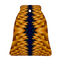 Plaid Blue Gold Wave Chevron Ornament (bell) by Mariart