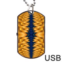 Plaid Blue Gold Wave Chevron Dog Tag Usb Flash (two Sides) by Mariart