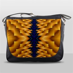 Plaid Blue Gold Wave Chevron Messenger Bags by Mariart