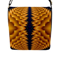 Plaid Blue Gold Wave Chevron Flap Messenger Bag (l)  by Mariart