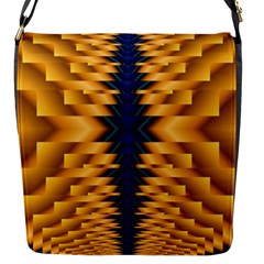 Plaid Blue Gold Wave Chevron Flap Messenger Bag (s) by Mariart