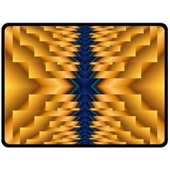 Plaid Blue Gold Wave Chevron Double Sided Fleece Blanket (large)  by Mariart