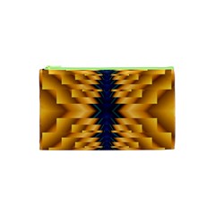 Plaid Blue Gold Wave Chevron Cosmetic Bag (xs) by Mariart