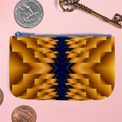 Plaid Blue Gold Wave Chevron Large Coin Purse