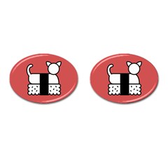 Sushi Cat Japanese Food Cufflinks (Oval)