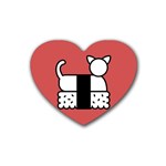 Sushi Cat Japanese Food Rubber Coaster (Heart)  Front