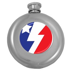 Three Colors Blue White Line Star Round Hip Flask (5 Oz) by Mariart