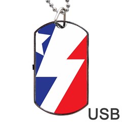 Three Colors Blue White Line Star Dog Tag Usb Flash (one Side) by Mariart