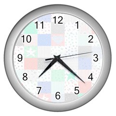 Sweet Dreams Rag Quilt Wall Clocks (silver)  by Mariart