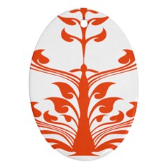 Tree Leaf Flower Orange Sexy Star Ornament (oval) by Mariart