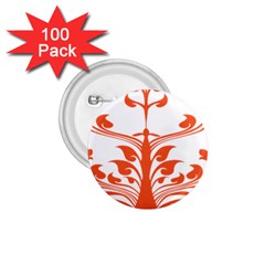 Tree Leaf Flower Orange Sexy Star 1 75  Buttons (100 Pack)  by Mariart