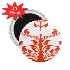 Tree Leaf Flower Orange Sexy Star 2 25  Magnets (10 Pack)  by Mariart