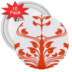 Tree Leaf Flower Orange Sexy Star 3  Buttons (10 Pack) 