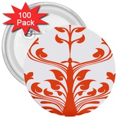 Tree Leaf Flower Orange Sexy Star 3  Buttons (100 Pack)  by Mariart