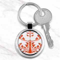 Tree Leaf Flower Orange Sexy Star Key Chains (round)  by Mariart