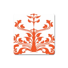 Tree Leaf Flower Orange Sexy Star Square Magnet by Mariart