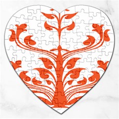 Tree Leaf Flower Orange Sexy Star Jigsaw Puzzle (heart) by Mariart