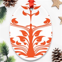 Tree Leaf Flower Orange Sexy Star Oval Ornament (two Sides) by Mariart