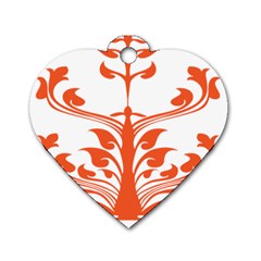 Tree Leaf Flower Orange Sexy Star Dog Tag Heart (two Sides) by Mariart