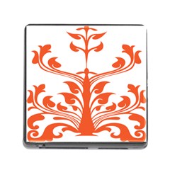 Tree Leaf Flower Orange Sexy Star Memory Card Reader (square) by Mariart