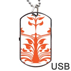 Tree Leaf Flower Orange Sexy Star Dog Tag Usb Flash (two Sides) by Mariart