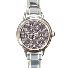 Multicolored Modern Geometric Pattern Round Italian Charm Watch by dflcprints