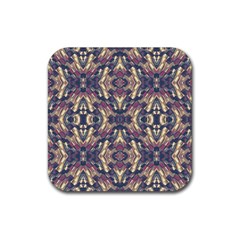 Multicolored Modern Geometric Pattern Rubber Coaster (square)  by dflcprints