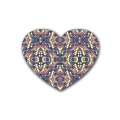 Multicolored Modern Geometric Pattern Rubber Coaster (heart)  by dflcprints