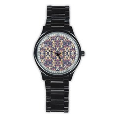 Multicolored Modern Geometric Pattern Stainless Steel Round Watch by dflcprints