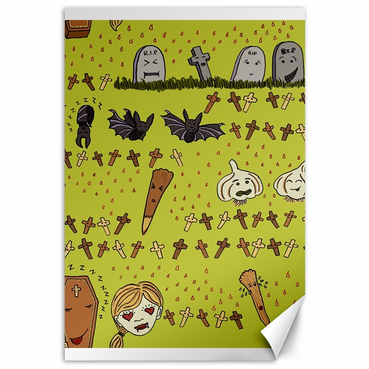 Horror Vampire Kawaii Canvas 12  x 18  