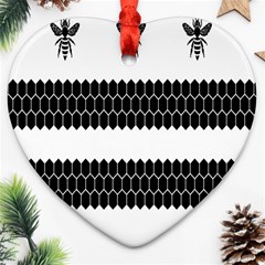 Wasp Bee Hive Black Animals Ornament (heart) by Mariart