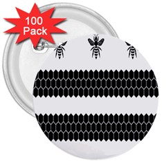 Wasp Bee Hive Black Animals 3  Buttons (100 Pack)  by Mariart