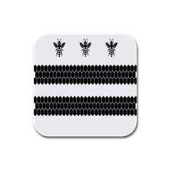 Wasp Bee Hive Black Animals Rubber Square Coaster (4 Pack) 