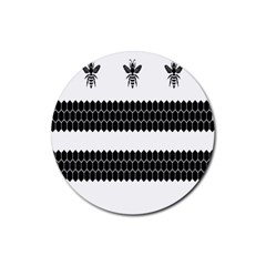 Wasp Bee Hive Black Animals Rubber Round Coaster (4 Pack) 