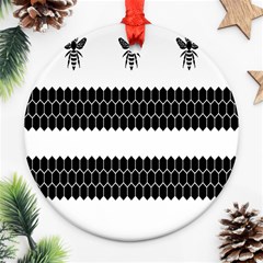 Wasp Bee Hive Black Animals Round Ornament (two Sides) by Mariart