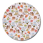 Cute Owl Round Mousepads Front