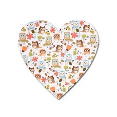 Cute Owl Heart Magnet by Nexatart