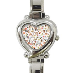 Cute Owl Heart Italian Charm Watch by Nexatart