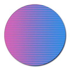 Turquoise Pink Stripe Light Blue Round Mousepads by Mariart