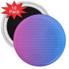 Turquoise Pink Stripe Light Blue 3  Magnets (10 Pack)  by Mariart