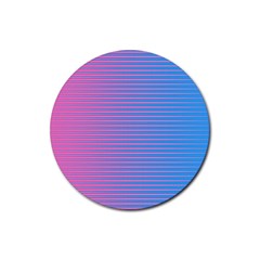 Turquoise Pink Stripe Light Blue Rubber Round Coaster (4 Pack) 