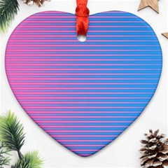 Turquoise Pink Stripe Light Blue Heart Ornament (two Sides) by Mariart