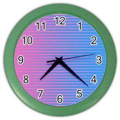 Turquoise Pink Stripe Light Blue Color Wall Clocks by Mariart