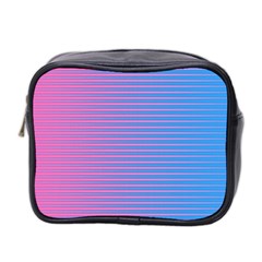 Turquoise Pink Stripe Light Blue Mini Toiletries Bag 2-side