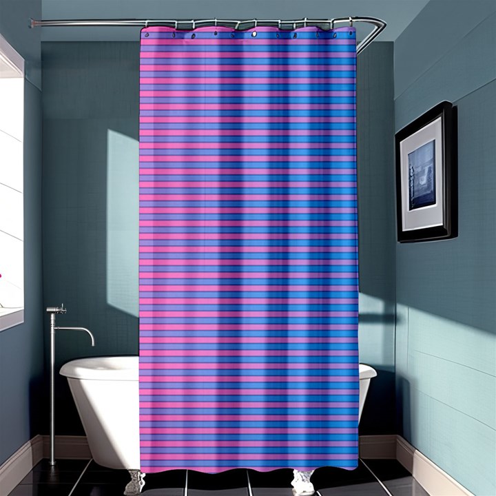 Turquoise Pink Stripe Light Blue Shower Curtain 36  x 72  (Stall) 