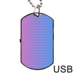 Turquoise Pink Stripe Light Blue Dog Tag Usb Flash (one Side) by Mariart